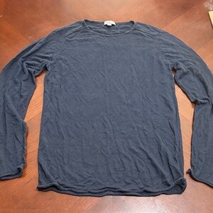COS 💯 linen Lagenlook natural fiber Deep Blue Long Sleeve Tee sweater
